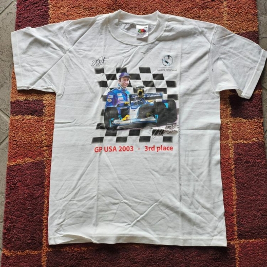 F1 Heinz-Harald Frenzen T-Shirt mit Original Unterschrift
